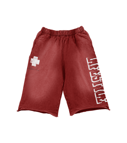 Red sweatshorts